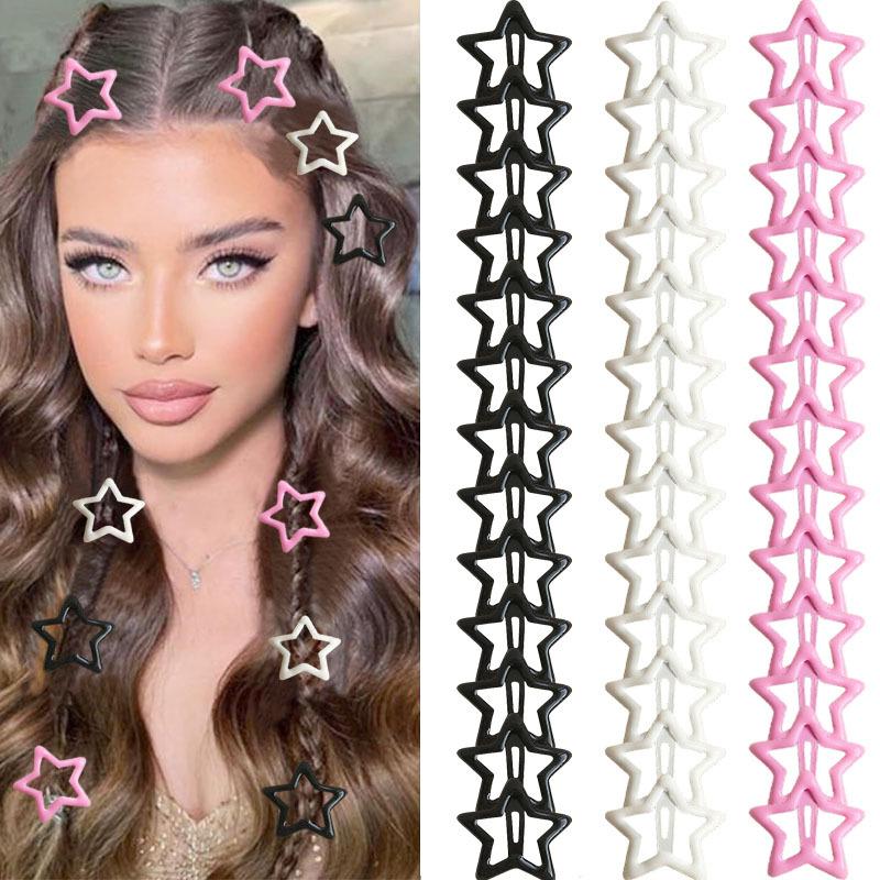 30 pièces Épingle à cheveux étoile couleur Mignon Y2k Dopamine Drip Pince Bb Pince pour frange latérale Épingle à cheveux Accessoires pour cheveux