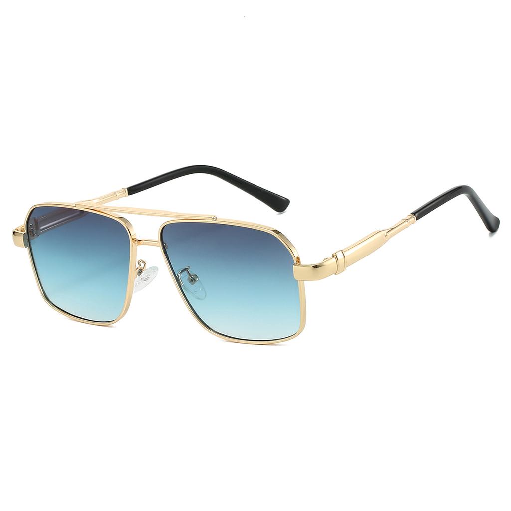 Square Metal Double Beam Men's Sunglasses Fashionable Light Luxury Casual Driving Sunglasses Personalized Colorful Sunglasses
