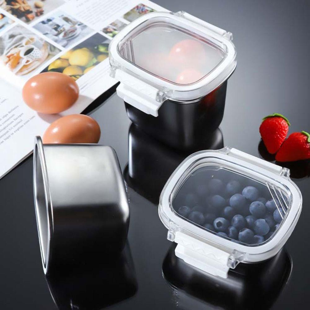 304 Stainless Steel Food Storage Containers Sealed Lid Crisper Box  Mousse Cake