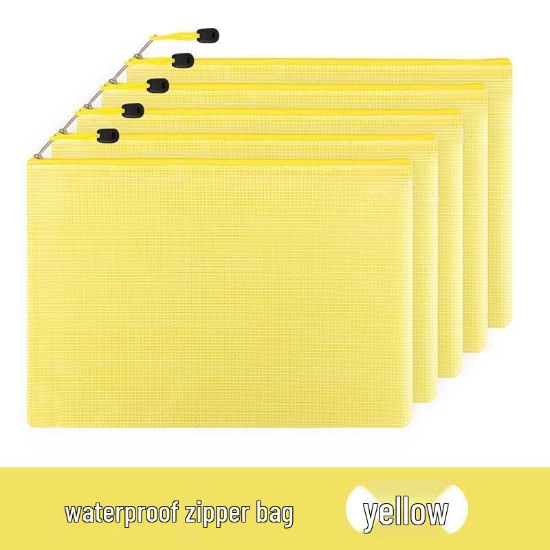 Custom Logo A4 Waterproof Drawstring Transparent Grid File Bag with Zipper