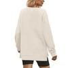 Women's Fashion Solid Color V-Neck Side Split Round Neck Pullover Long Sleeve Top Sweatshirt