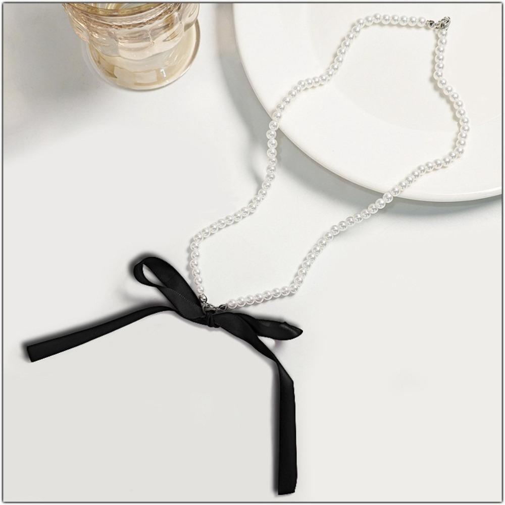 1pair Lovely Colorful Ribbon Bow Anklet High Heels Sandal Decoration Gift Double Layered Anklet Pearls Foot Chain