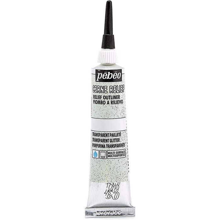 Cerne relief - Pébéo - Transparent Pailleté - 20 ml - Précision d'application - Idéal pour divers supports