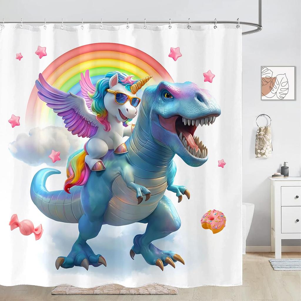 are You Pooping Shower Curtain Funny Dinosaur Shower Curtains for Bathroom Cute Shower Curtain Set with