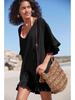 European-American Bamboo Cotton V-Neck Bikini Cover-Up - Holiday Beachwear with Sun Protection