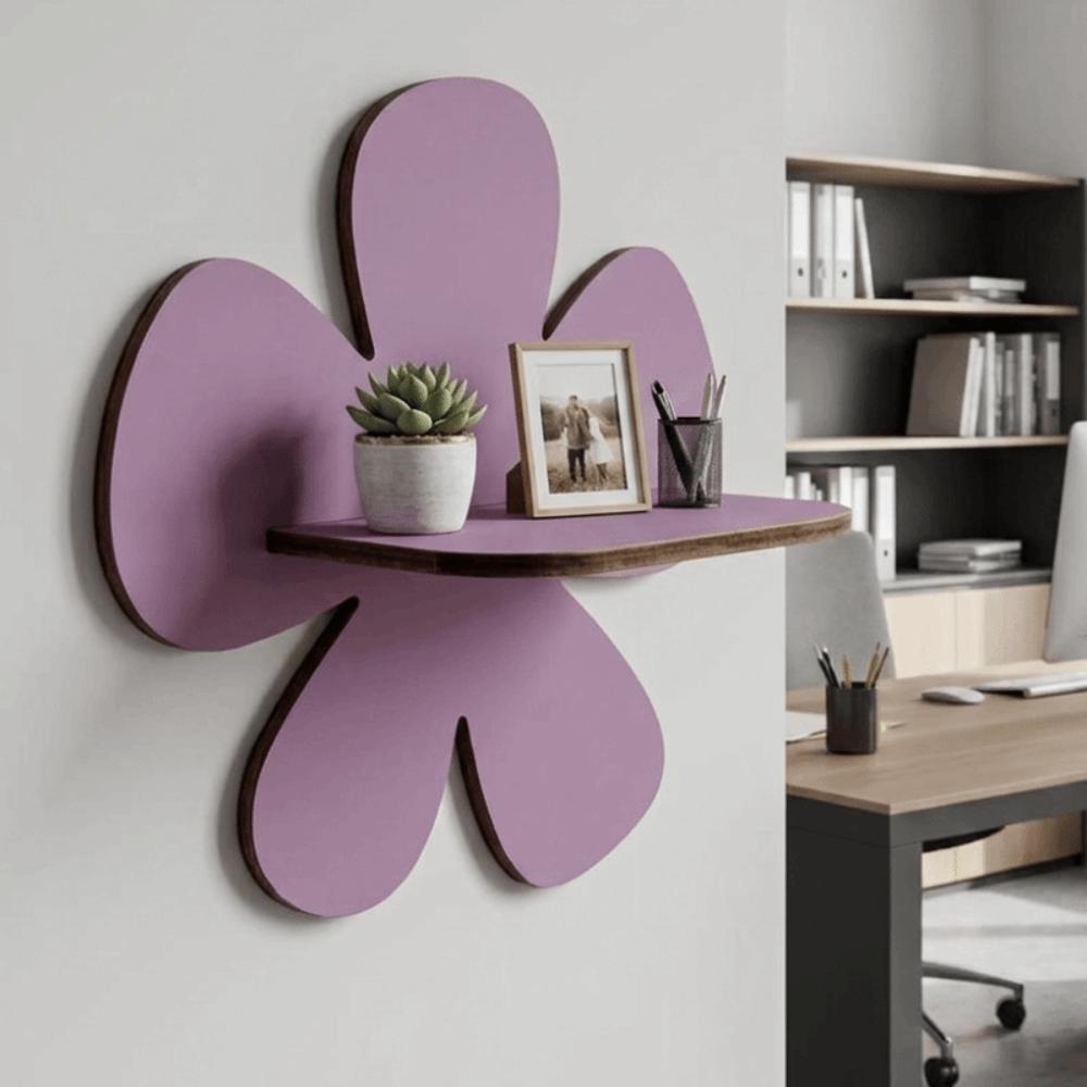 Modern Wooden Flower Floating Wall Shelf Wall-Mounted Flower Shape Plant Shelf Decorative Wall Hanging Shelf Dormitory