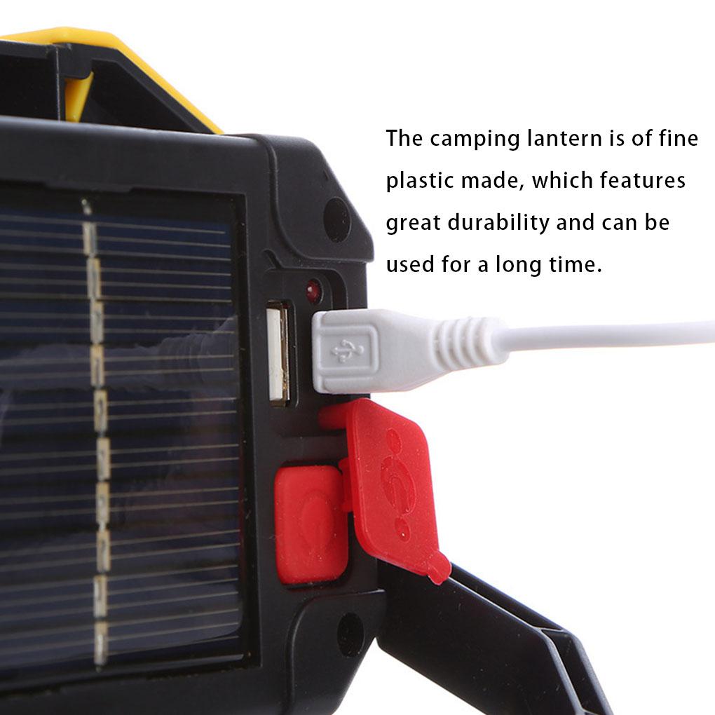 Solar-powered Camping Lantern Portable Rechargeable Handled Protective Cap USB Interface Tent Emergency Flashlight
