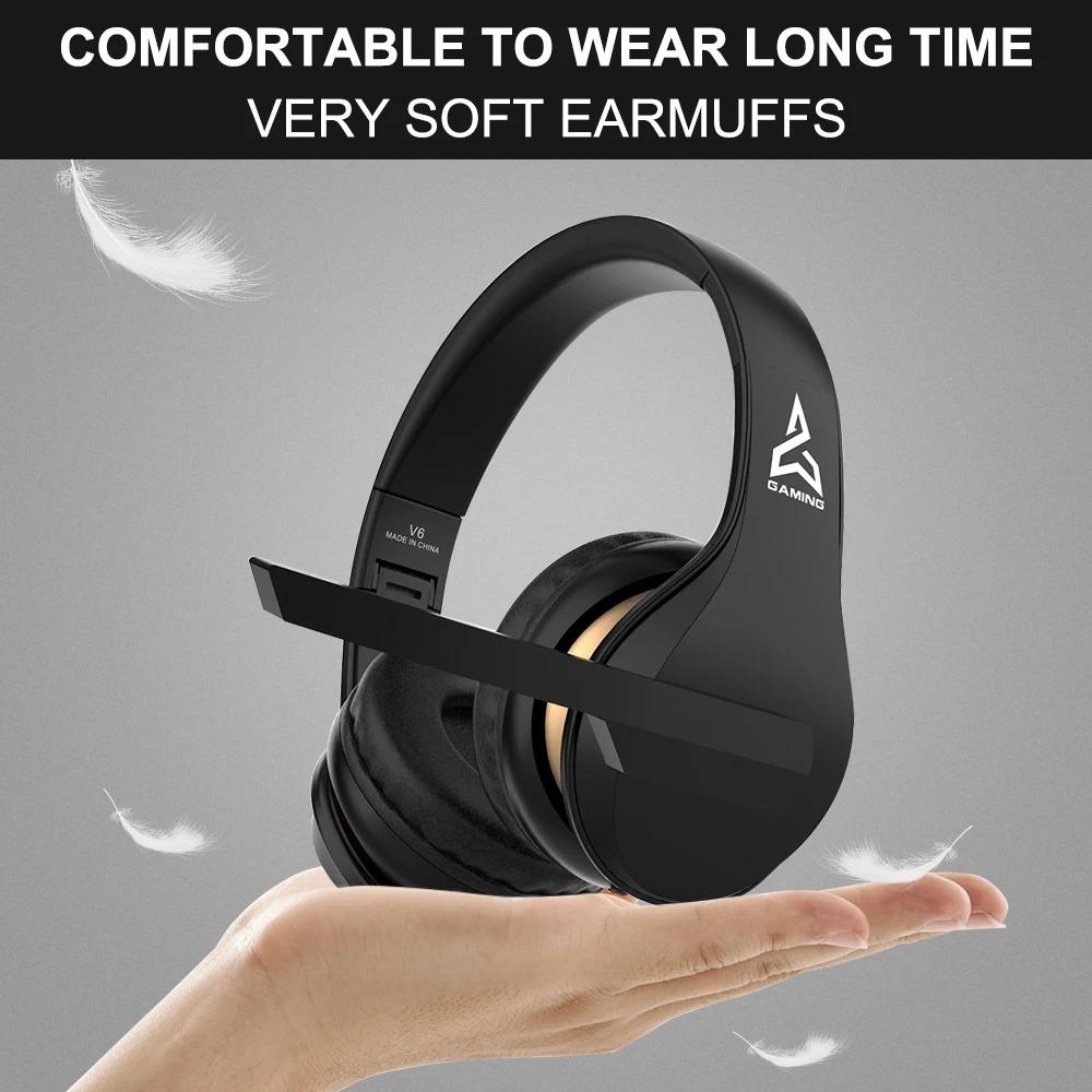 Casque Gaming V6 Stéréo avec Microphone pour Nintendo Switch Casque Gaming Filaire 3,5 mm pour Ps4 PC