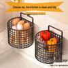 Wall-Mounted Kitchen Storage Basket for Spices, Scallions, Ginger, and Garlic - Punch-hole Design