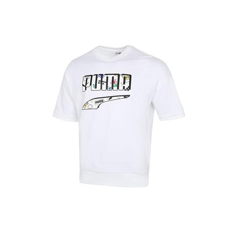 PUMA Unisex Printing Logo Round-neck Tee White Men s 532041-02 M