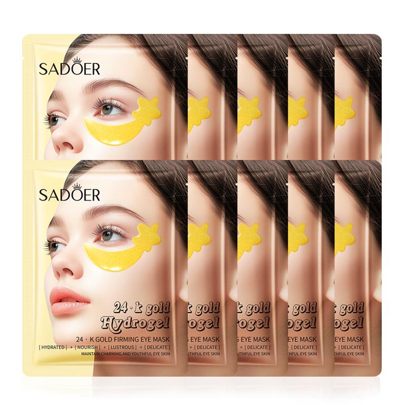 5PCS SADOER 24K Gold Crystal Collagen Eye Mask Anti Wrinkle Dark Circles Moisturizing Anti Wrinkle Anti-aging Eye Patches Skin Care