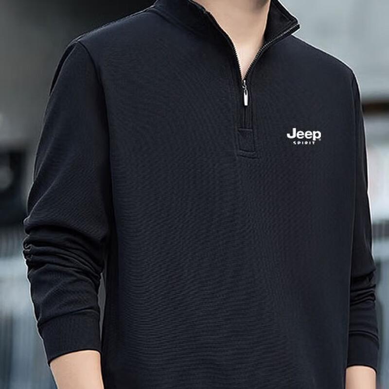 JEEP SPIRIT Men's Stand Collar Pullover Sweatshirt