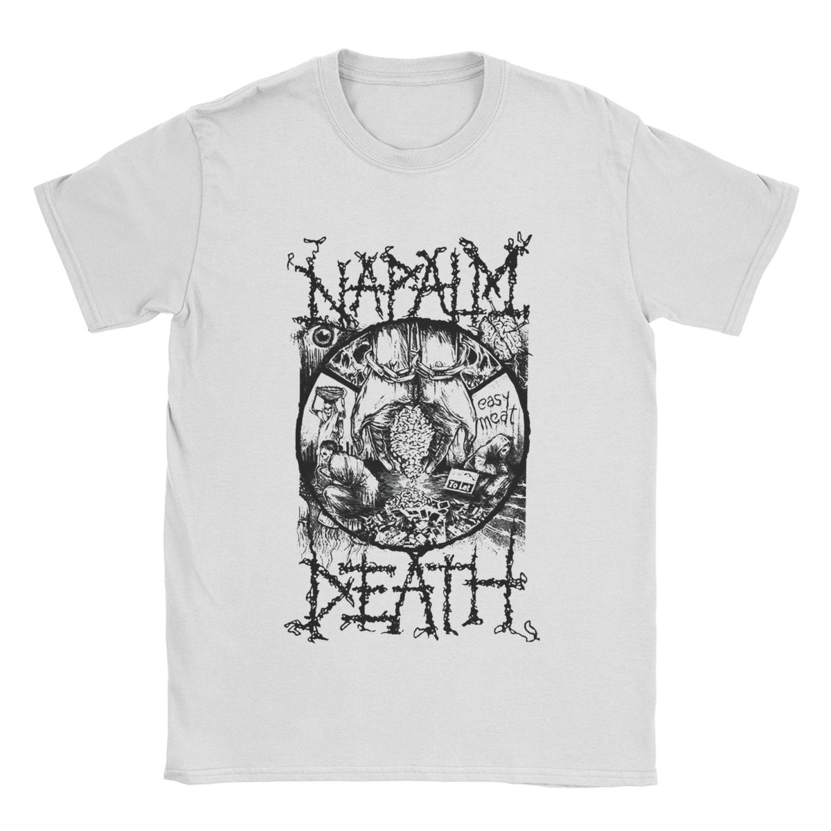 

Funny Napalm Death T-Shirt Men Round Neck Pure Cotton T Shirt Band Short Sleeve Tees Original Tops XXXXXL бордовий