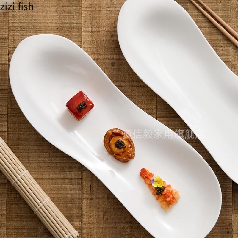 White Tableware Dining Plates Sushi Plate Dessert Plate Sashimi Disc Fruit Dish Salad Bowl Dim Sum Dish Snack Tray Dinner Plates