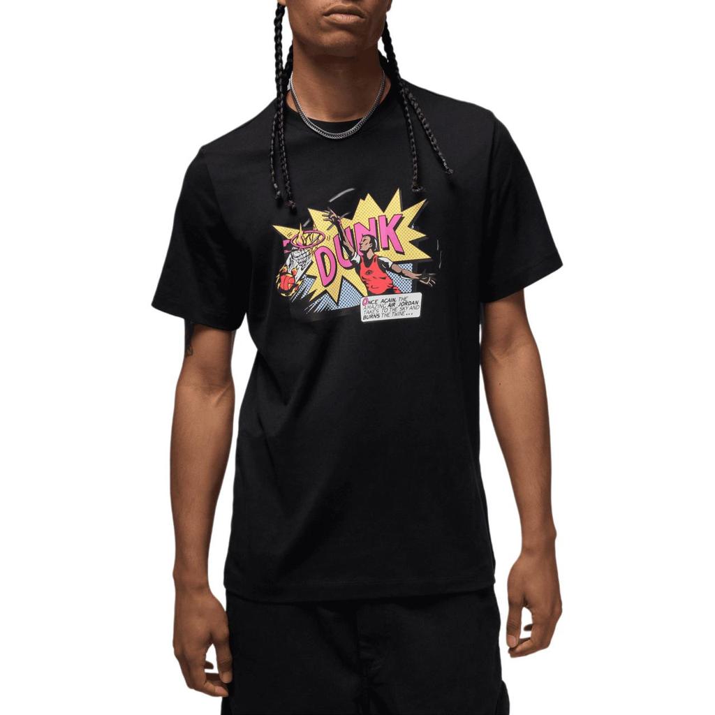 Jordan Anime Character Letter Print Casual Short Sleeve T-Shirt Men Tops Black FZ1939-010