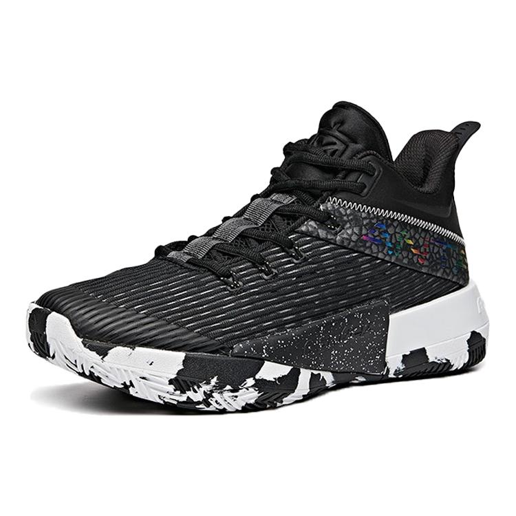 Anta Attack 2 Abrasion Resistant Breathable Mid top Basketball Shoes Men's Black 112031107-2