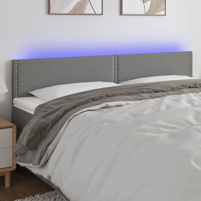 VidaXL Tête de Lit à LED Meuble de Chambre à Coucher Accessoire de Lit Double Tête de Cadre de Lit Intérieur Gris Foncé 3121479