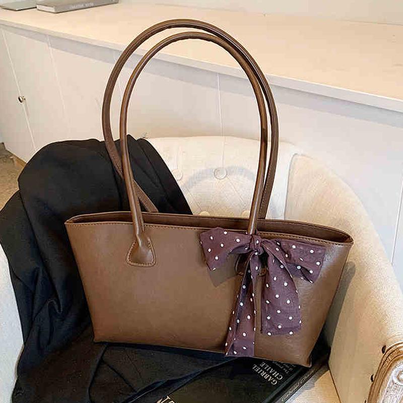 

Temperament Commuter Underarm Bag Vintage Women s Large Capacity Casual One Shoulder Bags Design Sense Polka Dot Scarf Tote Bag (30cm<Max Length<50cm)