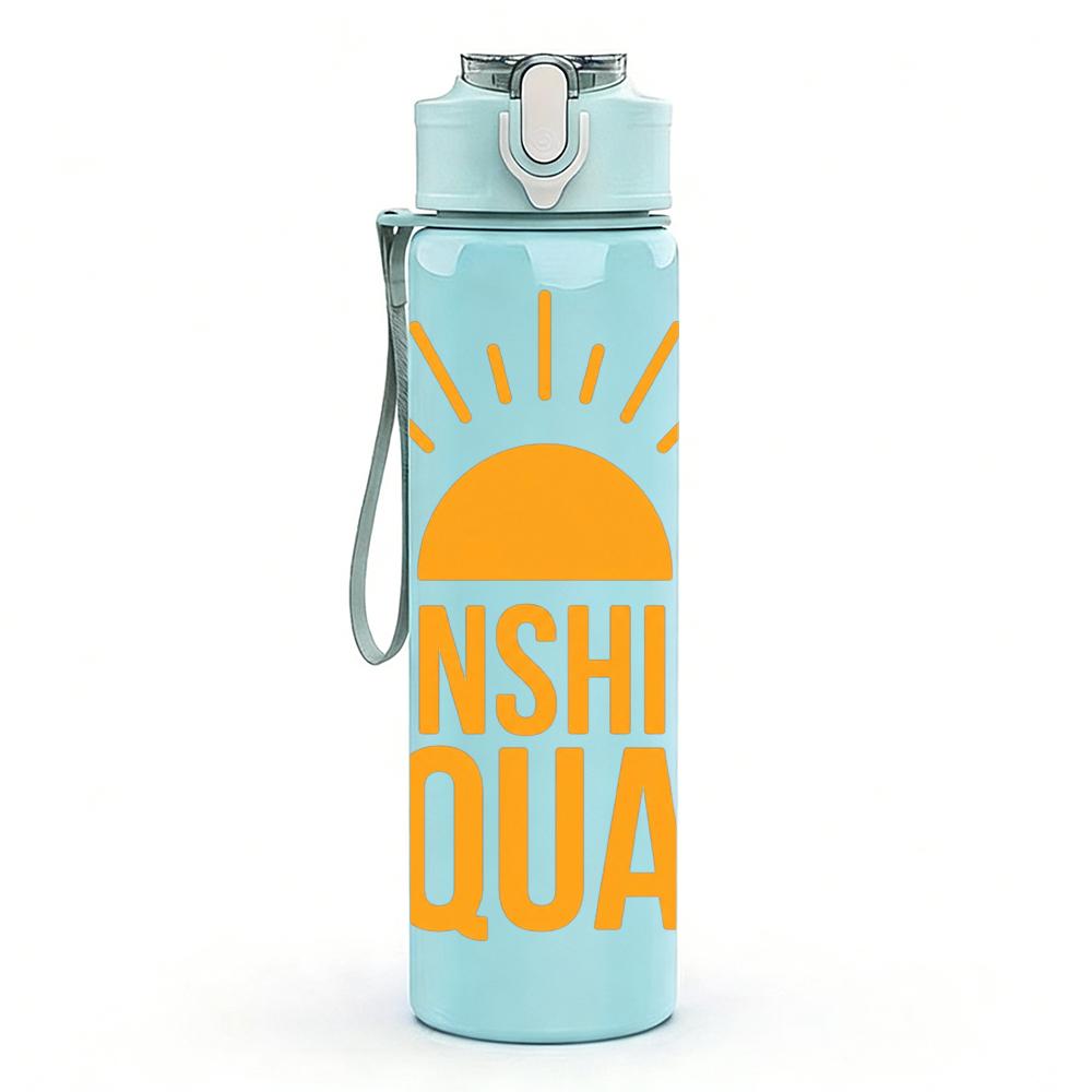 1PC Sunshine Squad Orange Text 750ml Color Plastic Sports Water Bottle Leakproof Flip Straw Lid Suitable for Sports Office Home Use