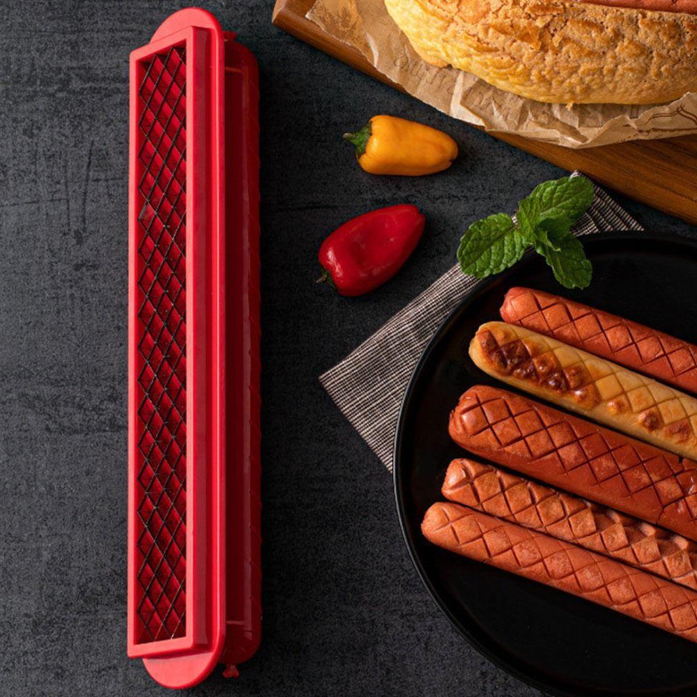 

Красный нож для хот-догов Креативный нож для ветчины Многофункциональный инструмент для нарезки колбас Инструменты для барбекю