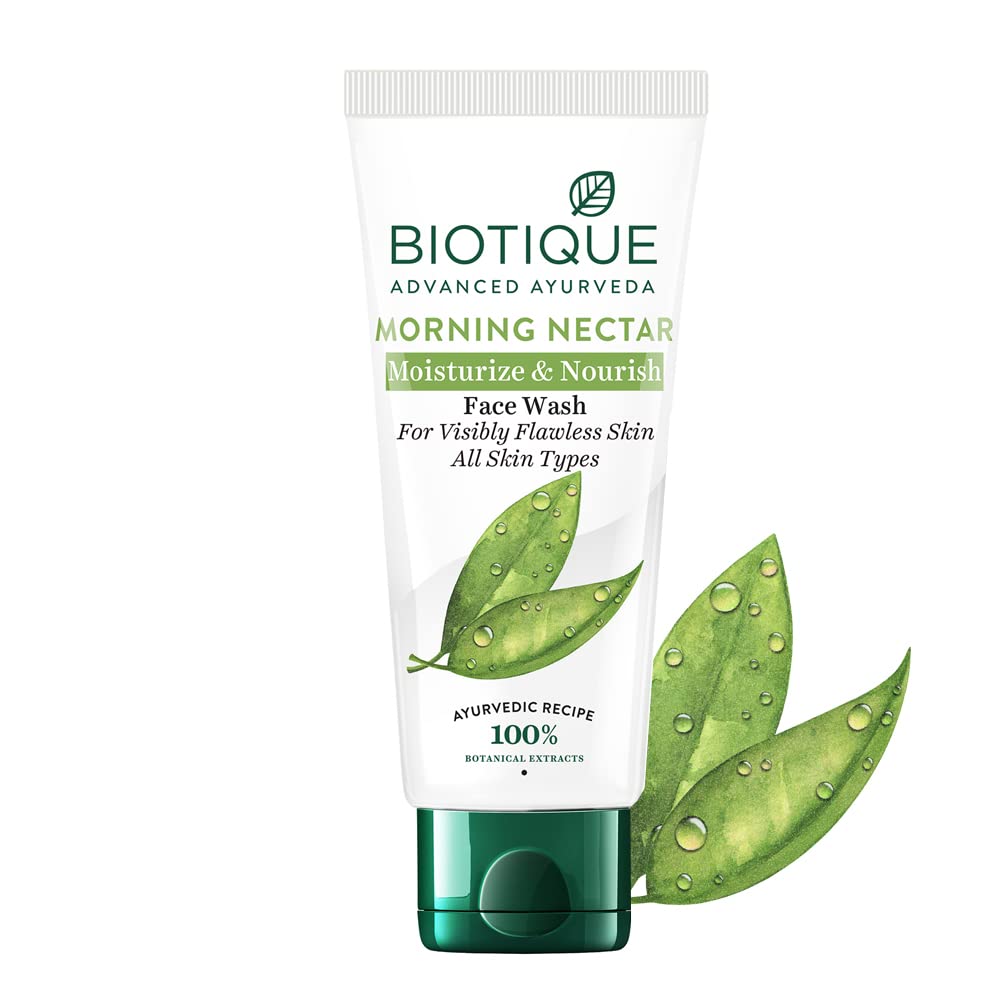 Biotique Morning Nectar Face Wash 150ml – Wild Turmeric & Neem for Flawless Skin – Hydrating & Brightening for All Skin Types