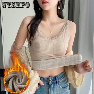 Woman Seamless Vest Bralette One Piece with Pad Solid Color Brassiere No Wire Seamless Vest Keep Warm