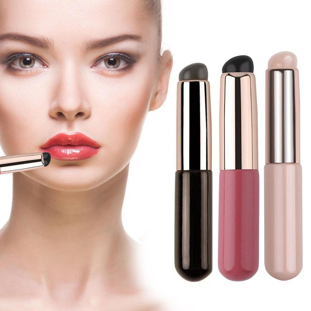 Silicone Lip Brush with Cover Cap Finger-like Round Head Concealer Brush Q Soft Makeup Brushes for Lipstick Smudge Eye Cream