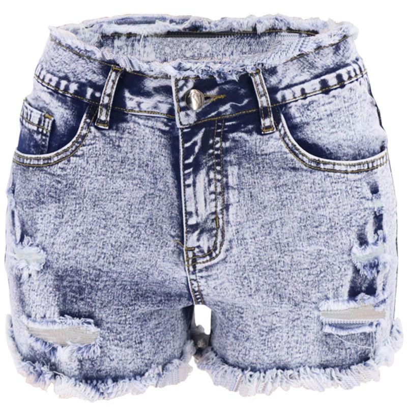 2022 Spring/Summer New Fashion Bleached Snowflake Denim Shorts for Women