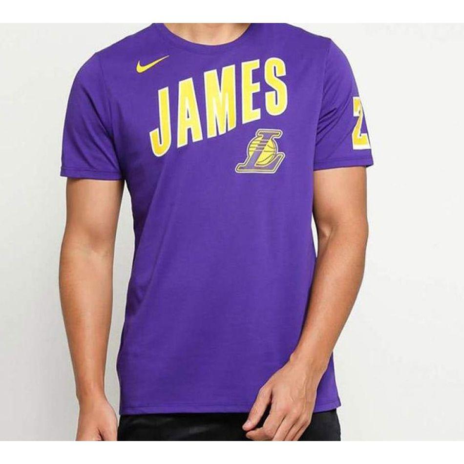 Nike Los Angeles Lakers LeBron James Sports T-Shirt Men Tops Purple AH0078-551