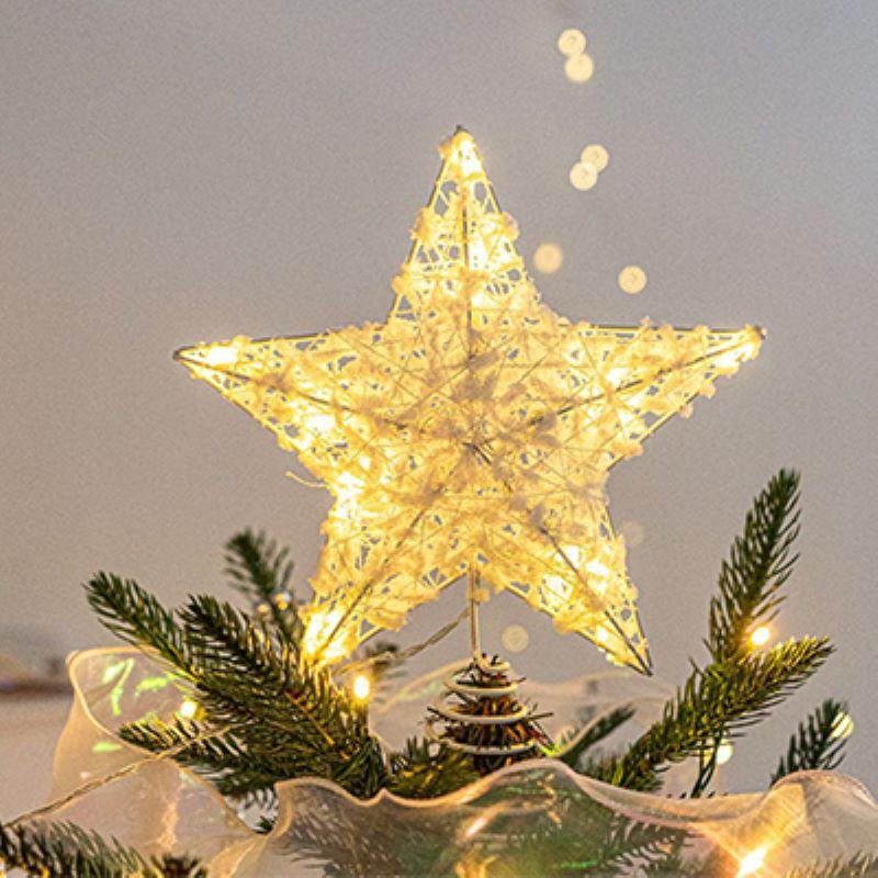 2026 LED Christmas Tree Topper Star Lights Battery Powered for Living Room Garden Party Decoration New Year