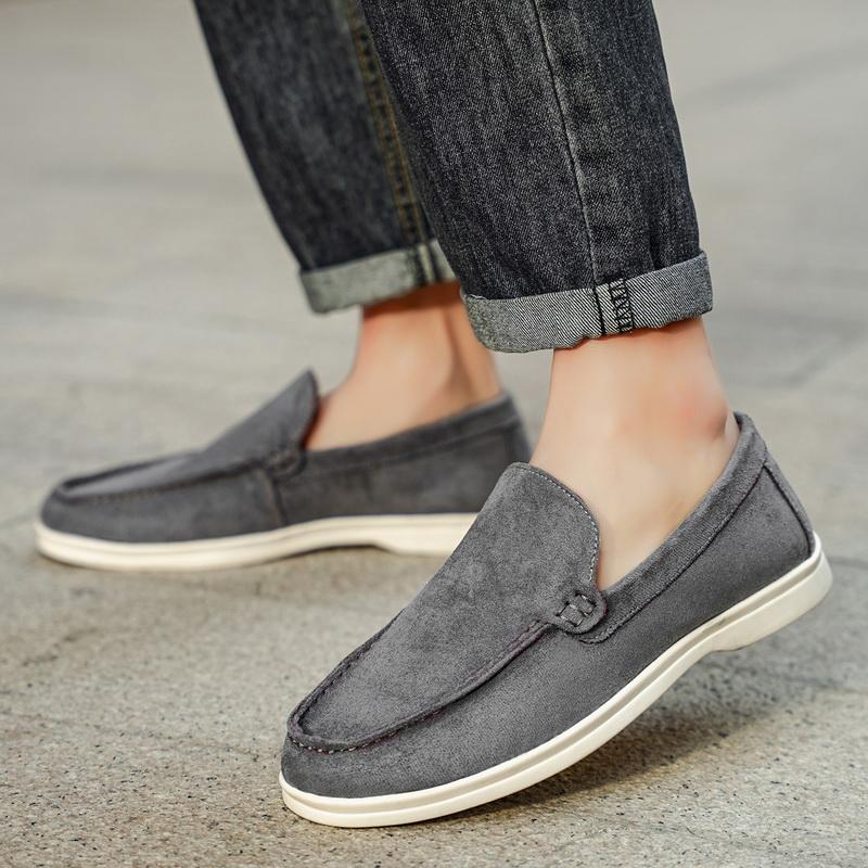 Men's Faux Suede Loafers Spring Autumn Office Outdoor Driving Casual Single Shoes Comfy Slip-on Walking Shoes Large Size 39-47