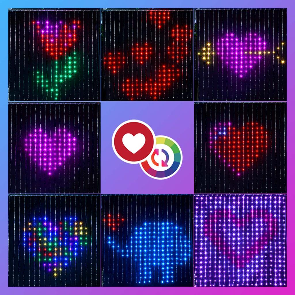 Smart RGB LED Curtain Lights DIY App Control 400 LEDs Music Sync Waterproof IP68 Party Christmas Home Outdoor Indoor Decoration