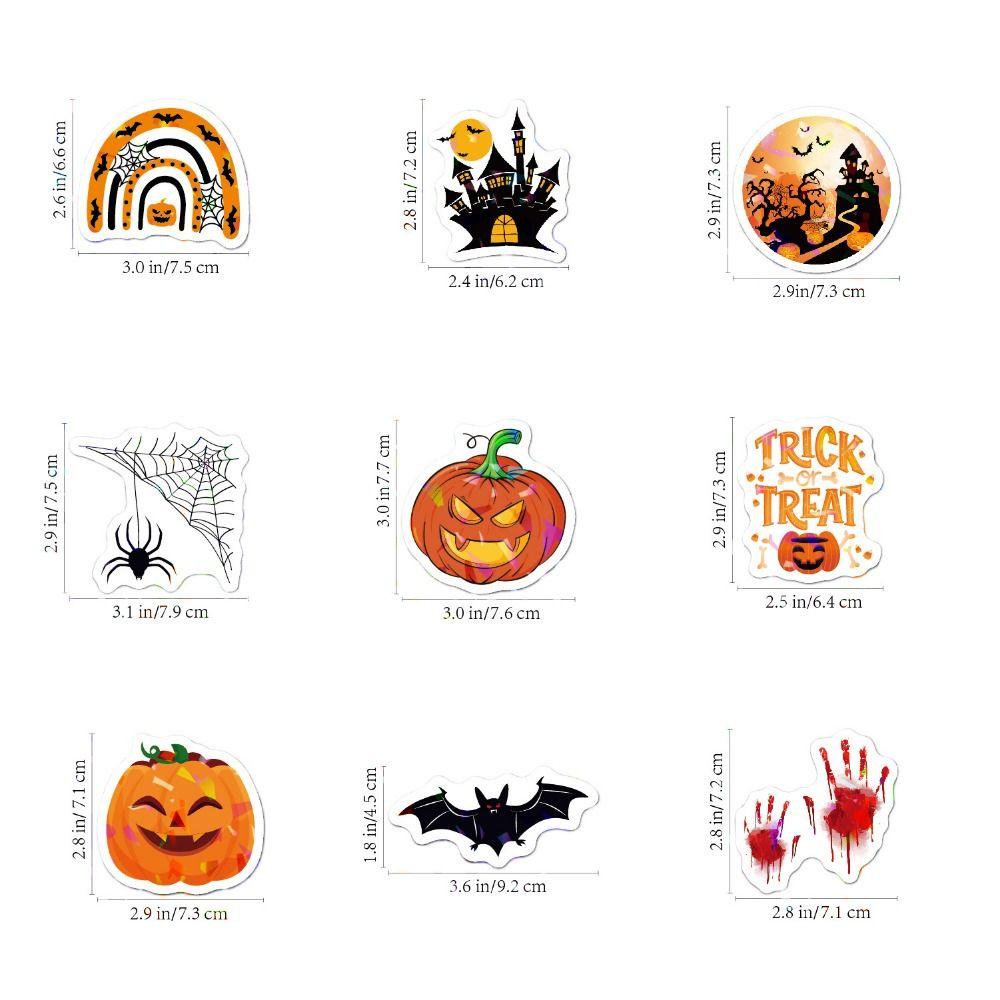 160PCS 8 Sheets Cartoon Spider Pumpkin Halloween Stickers Ghost Bat Scary Sticker  Party Supplies