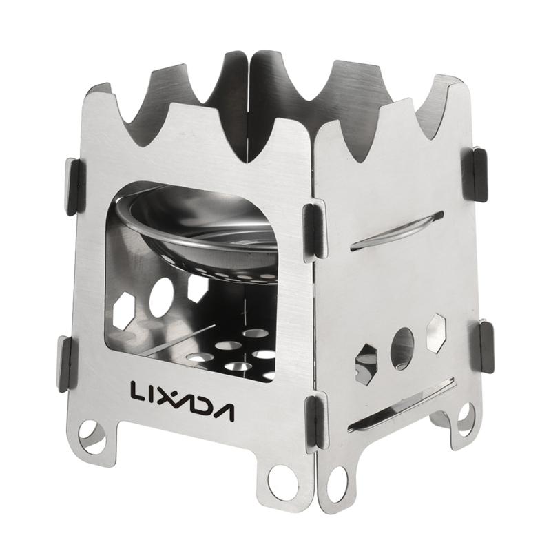 Lixada Titanium/Stainless steel Outdoor Camping Stove Portable Ultralight Folding Wood Stove Pocket Stove Camping Fishing Hiking