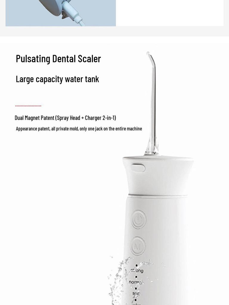 Portable Dental Water Flosser for Calculus Removal and Teeth Cleaning with Battery-Powered Oral Care Scaler