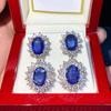 Huitan Luxury Blue Cubic Zirconia Dangle Earrings Women for Wedding Engagement Noble Accessories Elegant Lady's Jewelry Gift Hot
