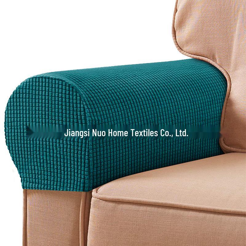 Plaid Stretch Sofa Armrest Cover: Thickened, Anti-Dirt, Solid Color Protector.