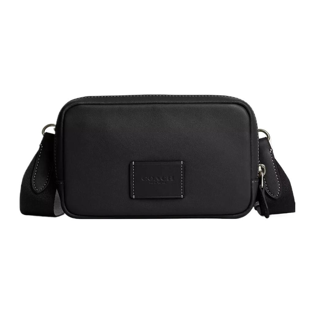 Coach Carrier 18 Solid Color Nameplate Zipper Closure Calfskin Camera Bag Women Shoulder Bag Bronze Black CM170-QBBK