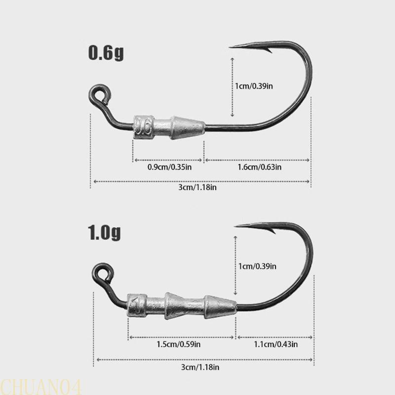 A1A2 5pcs Rig Jigs Head Hook Barbed Crank Hook Outdoor Fishing Tackle 0.6g/1g Swimbait Jigs Head Lures Baits Jigs Head Hook