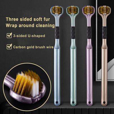 1 Stück 3D Stereo Zahnbürste Ergonomischer Griff Spezielle Bedürfnisse Dreiseitige Zahnbürste Ultraweiche Borsten Zahnbürste für Mundgesundheit
