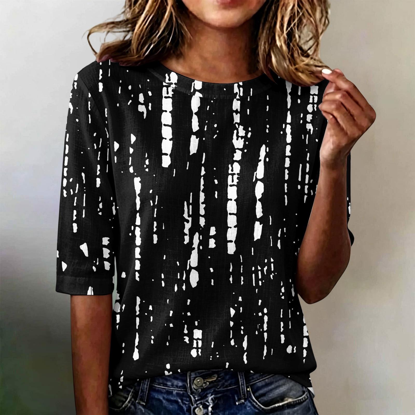 Women s Short Sleeve T-Shirt, Neck Loose Fit Casual Lightweight Blouse L