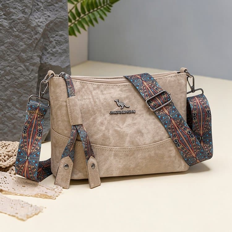 Retro and old textured soft leather messenger bag shoulder bag