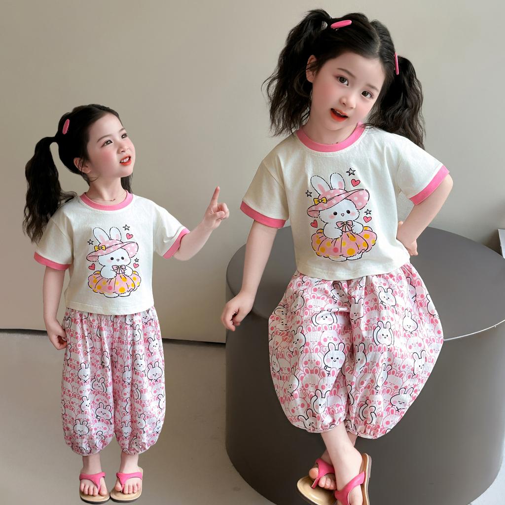 Girls' Set Summer 2026 New Style Girls' Baby Stylish Casual Sportswear Children's Summer Two Piece Set