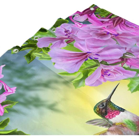 LOKMU Shower Curtain Hummingbirds and Flowers Waterproof Machine Washable Fabric Bathroom Decor Bath Curtains with Hooks 72 x 72 Inches