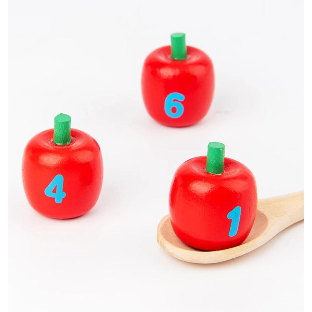 Baby Montessori Digital Apple Tree Education Wooden Toys Children Learn Digital Clip Beads Skills Training Early Education Game