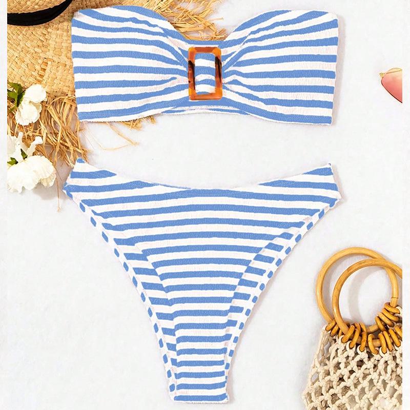 2025 European & American Print Stripe Triangle Bikini - Sexy Beach & Hot Spring Women's Swimsuit