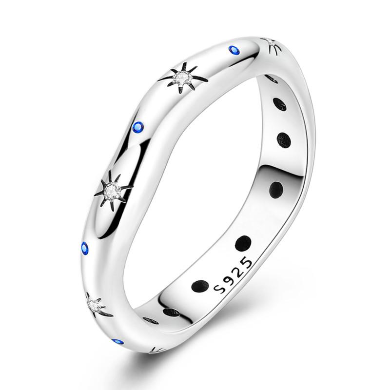 New Style 925 Silver Fashion Shining Zircon Ring Shiny Stone Simple Trendy Rings For Women Popular Wedding Jewelry Gift