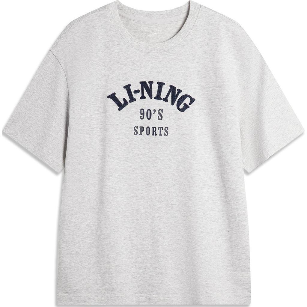 Li-Ning Weekend Youth Loose Soft Comfortable Crew Neck Casual Sports Short Sleeve T-Shirt Unisex T-Shirt Crescent-Flower-Gray AHSU683-1