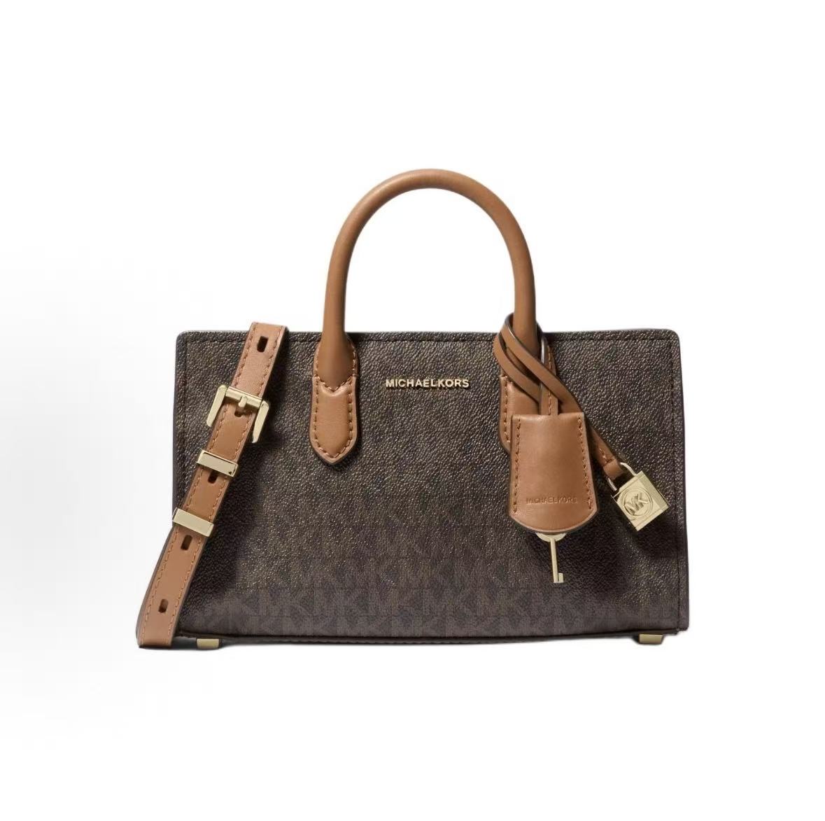 

Michael Kors Mk Scarlett Logo Lock Charm Leather Shoulder Crossbody Handbag Mini Women Handbag Dark-Brown 32F4GETC0B-BRN-ACORN Basic Set (Bag+Dust Bag)