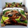 Cute Dachshund With Its Head Hanging Down Pattern Duvet Cover Set Digital Print Colorful Polyester Bedding With Zipper Closur